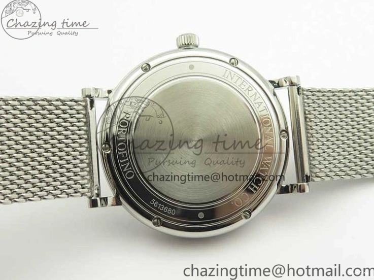 MIROTIME 0111 Breathable Portofino IW356501 SS V3 MK 1:1 Best Edition White Dial Gold Markers On SS Mesh Bracelet MIYOTA 7197